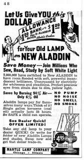 1940 Mantle Lamp Company New Aladdin Oil Lamp Ad  