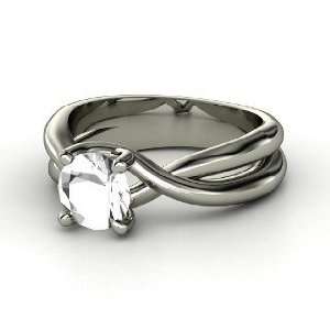  Entwined Ring, Round Rock Crystal Palladium Ring Jewelry