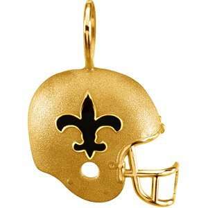   00 14K Yellow Gold New Orleans Saints Helmet Pendant W/Enamel Jewelry