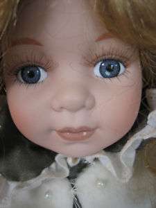 Beautiful Face Porcelain Doll 16 w Teddy Bear  