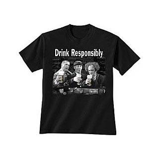 Three Stooges Drink Responsibly Humor T Shirt