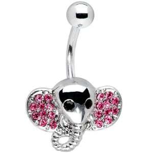  Pink Gem Elephant Belly Ring Jewelry