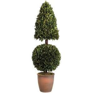  Faux 38 Preserved Boxwood Pyramid/Ball Topiary in Pot 