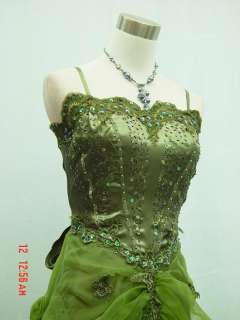   Plus Size Satin Green Lace Sparkle Gown Wedding/Evening Dress UK 18 20