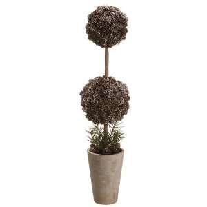  24 Frosted Pine Cone/Pine Double Ball Topiary in Paper 