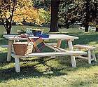Log Cedar Wood Picnic Yard Table Attached