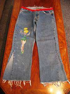 Disney Vintage Tinkerbell Faded Denim Jeans   M Junior  