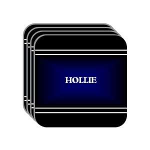 Personal Name Gift   HOLLIE Set of 4 Mini Mousepad Coasters (black 