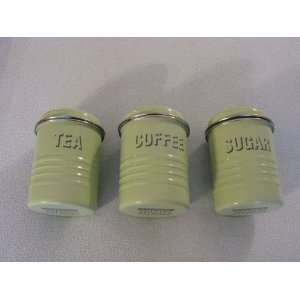 Typhoon Vintage Set of Three Small Canisters, Green with 