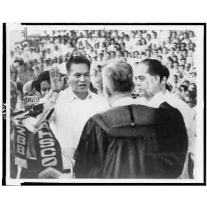   Ramon Magsaysay takes oath, Philippine president, 1953