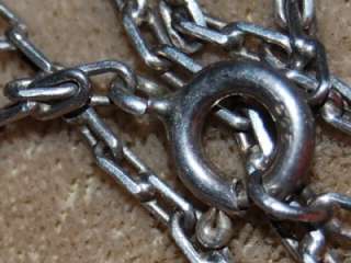 ANTIQUE OLD HAND MADE LONG SQUARE LINK STERLING SILVER 20 CHAIN 