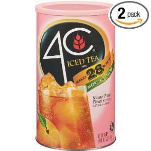 4C Ice Tea Mix Peach, (28 Quarts), 74.2 Ounce Canisters (Pack of 2 