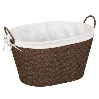 Household Essentials Lined Paper Rope Laundry Basket, Dark Brown Stain