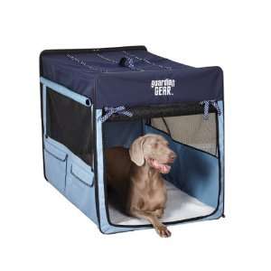   Polyester Polka Dot Collapsible Dog Crate, Large, Blue
