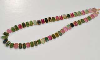 Pink Green Blue Tourmaline Double Drilled Crystal Beads 17 inch strand 