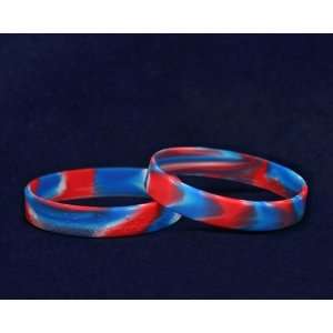 Patriotic Ribbon Silicone Bracelets   Adult Size (50 Bracelets 