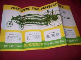 1947 John Deere Tractor Side Delivery Hay Rake Brochure,Nice  