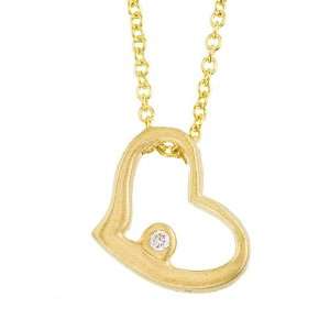   Yellow gold with white diamond open heart pendant necklace Jewelry