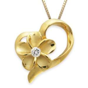  Open Heart Necklace with 14K Gold Finish and Chain Honolulu Jewelry
