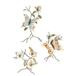  Set of 3 Pearly Capiz Shell Butterfly Table Accents