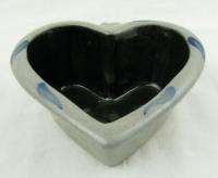 Vintage Rowe Pottery Works Heart Dish Salt Glaze Stoneware 1998 Cobalt 