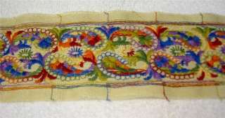   Embroidered Burlap Trimming   Purse Handle Strap Belt Clothes 1YD