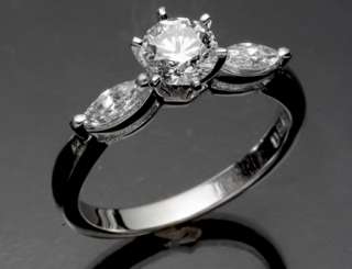 95 CT Round Cut VS2 3 Stone Certified Diamond Engagement Ring 14k 