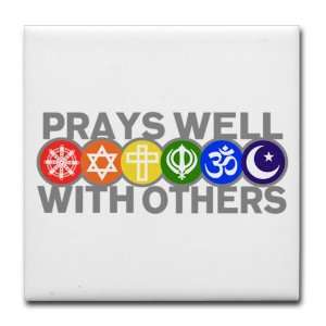   Set 4) Prays Well With Others Hindu Jewish Christian Peace Symbol Sign