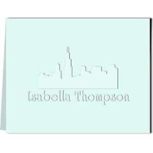   Impressions Embossed Personalized Stationery   Chicago Skyline Note