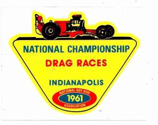   Drag Races Indy Racing Decal Sticker 4 1/2 Size Vintage Style  