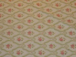 Rose Diamond Pattern Ivory Green Pink Upholstery Fabric  