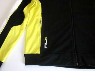 RLX Ralph Lauren Black Yellow Full Zip Fleece Logo Jacket L  