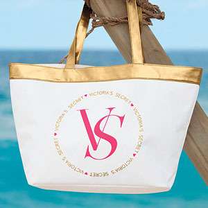 Victorias Secret Canvas Logo Beach Swim Gym Tote Bag  