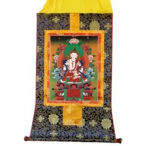 Manjushri Tibetan Buddhist Handmade Brocade Thangka 
