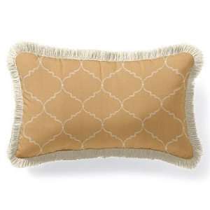  Outdoor Outdoor Lumbar Pillow in Sunbrella Arch Tan with Fringe 