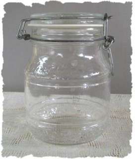 Vintage Glass Canning Jar Floral Design Italy NEAT  