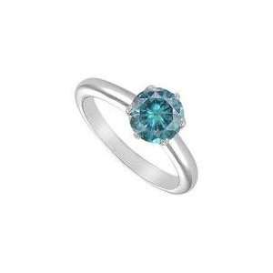  Blue Diamond Solitaire Ring  14K White Gold 2.00 CT 