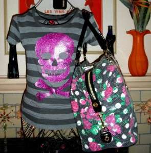 RARE NWT Betsey Johnson POLKA DOT ROSES SEQUIN Carry On WEEKENDER 