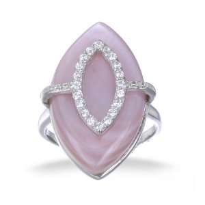  25x15MM Marquise Shape Pink Color Mother of Pearl Ring In 