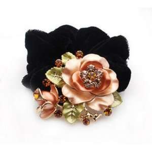  Exquisite Blooming Rose Elastic Hair Band Austrian Crystal 