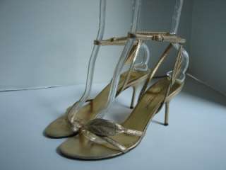 Dolce and Gabbana Gold Leather Strappy Sandal/Heel Sz36  