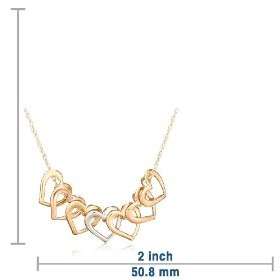 New 10K Tri Tone Gold Open Heart Pendant Necklace  