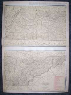 1920 Railroad Map of Tennessee. 28 X 20 inches. Genuine.  
