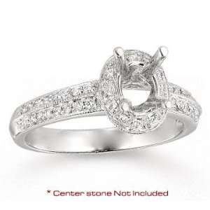    14k White Gold Side Stone Pave Diamond Engagement Ring Jewelry