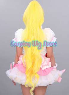 Fresh Pretty Cure Rhythm Short Yellow Cosplay Hair Wig + Ponytail 