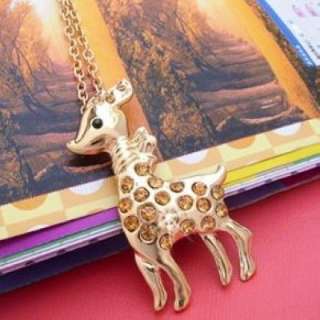 Cute Lovely Deer Sweater Chain Necklace CZ Korean Style  