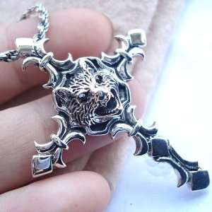 Mens Punk Jewelry Cross Pendant Fine Necklace Guys Sterling Silver 
