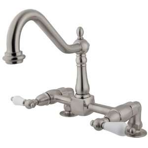   Brass PKS1148PL 8 inch center spread deck mount bridge kitchen faucet
