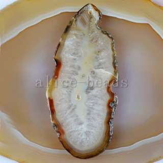 Natural Agate Druzy Slice Pendant Bead H120449  