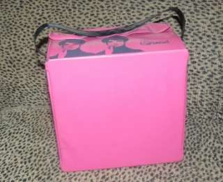 VTG PURSE HOT PINK AND BLACK GRAPHICS MOD HIPPIE CAROUSEL WIG CASE 